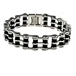 Stainless Steel Bracelet, black rubber bike chain - Length: 8"/Width: 14mm