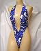 Deep V Plunge Sling-Shot Thong Back Purple Water Hibiscuss Print Made in USA