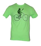 The Muppets Mens T-Shirt - Kermit Bike Riding Wave Image (Medium) Lime Green