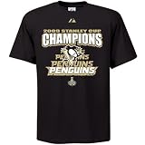 Majestic Pittsburgh Penguins Black 2009 NHL Stanley Cup Champions Athletics Cup Champs II T-shirt