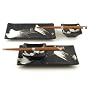 Japanese Sushi Tray Set for Two with Chopsticks, Brush White on Black