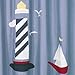 Come Sail Away Nautical Kids Bathroom Fabric Bath Shower Curtain by Sweet Jojo Designs