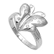 Sterling Silver Ring - Butterfly - Clear CZ - 15 mm x 2 mm, Sizes 5-9