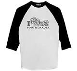  : I Love South Dakota - Raglan 3/4 Sleeve T-Shirt