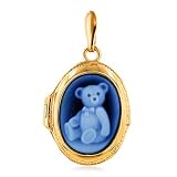 14K Yellow Gold Teddy Bear Cameo Pendant Locker