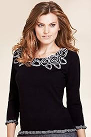 Per Una 34 Sleeve Floral Neckline Knitted Top