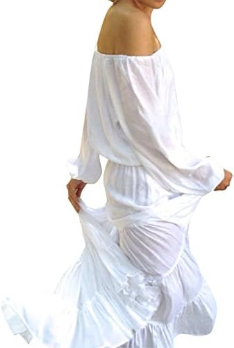 Chicnova Women's White Long Dress Strapless Side Split Long Sleeves Maxi Dress