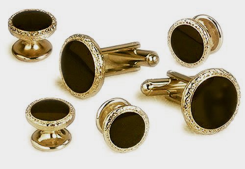 Tuxedo Cufflinks and Studs – Gold Nugget Edge