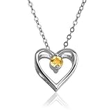 Sterling Silver Citrine Heart Pendant, 18