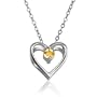 Sterling Silver Citrine Heart Pendant, 18"