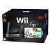 Nintendo Wii Console (Black) with Wii Sports + Mario Kart and Black Wii Wheel + Motion Plus Controller (Wii)