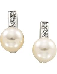 14K White Gold Akoya Cultured Pearl and Diamond Earrings -- LIFETIME WARRANTY