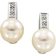 14K White Gold Akoya Cultured Pearl and Diamond Earrings