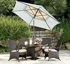 Lake Como Patio Dining Set with Umbrella and Base (5 Piece, Wicker) by La-Z-Boy Outdoor
