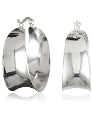 Sterling Silver Medium Wide Polished Concave Click-Top Hoop Earrings