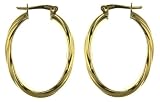 Image of 9ct Yellow Gold Ladies Oval Hoop Earrings