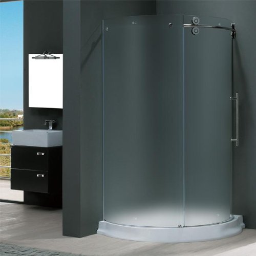 Vigo Industries VG6031CHMT36WR Frameless Round Frosted Enclosure, Chrome