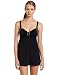 Speedo Womens Solid Piped Swim Dress Swimsuit, Black, 8