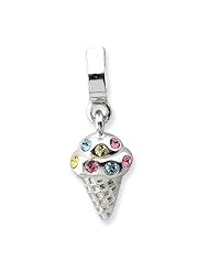 Sterling Silver Reflections Cz Ice Cream Cone Dangle Bead