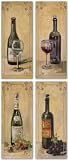 White and Red Wine With Grapes and Glass Set (Four Prints) by Shari White 4"x10" Art Print Poster Art Poster Print by Shari White, 4x10 Art Poster Print by Shari White, 4x10 Art Poster Print by Shari White, 4x10