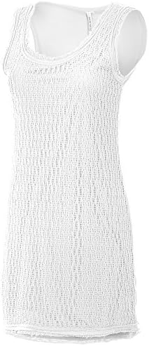 Mur Mur Women Sleeveless Dress With Crochet Layered Front 9018 Medium OFF WHITE