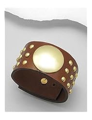Brown Leather Bracelet In White Base