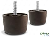 Choice Parts - 1.5 Inch Dark Walnut Brown Plastic Sofa Legs (Pack of 2 Replacement Feet) Standard 5/16 Size Bolt