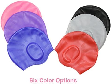 LIULEI Premium Silicone Long Hair Swim Cap Hat for Women Men Waterproof Easy Fit Swimming Cap (Blue)