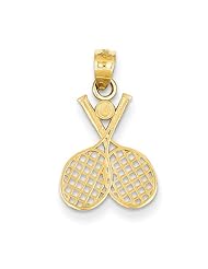 14k Yellow Gold Double Tennis Racquet Pendant. Metal Wt- 0.61g