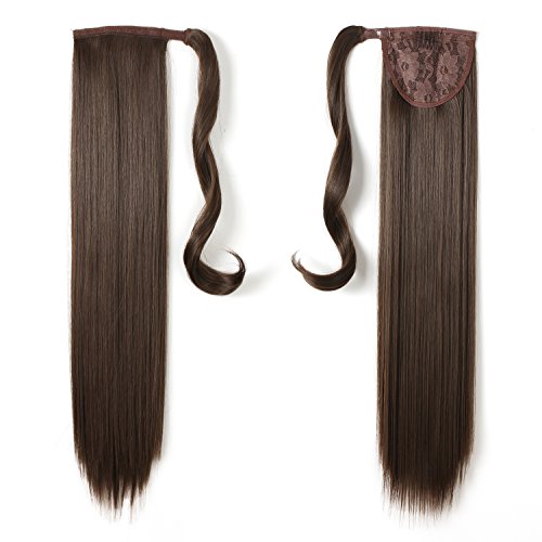 OneDor 24 Straight Wrap Around Ponytail Extension for Woman Synthetic Hair 120g-130g (8A-Light Chestnut Brown) OneDor 24" Straight Wrap Around Ponytail Extension for Woman Synthetic Hair 120g-130g (8A-Light Chestnut Brown)