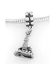 Sterling Silver Lighthouse on Island Dangle Bead Charm
