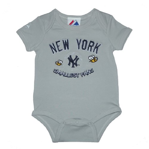 Majestic New York Yankees MLB Baby / Infant One-Piece Bodysuit / Romper / Onesie - Grey (Size: 6-9)