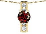 2.05 cts 925 Sterling Silver 14K Yellow Gold Plated Genuine Round Garnet Pendant