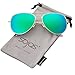 SOJOS Classic Aviator Polarized Sunglasses Mirrored UV400 Lens SJ1054 with Gold Frame/Green Mirrored Lens