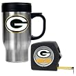 Green bay Packers NFL Travel Mug & Tape Measure Gift Set - Primary Logo by Great American Products