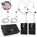 PYLE Compact UHF Wireless Microphone System - Pro Portable Dual Channel Desktop Digital Mic Receiver Set w/ 2 Belt-Pack Transmitter, Receiver, 2 Headset Lavalier Mics, Battery, For Home PA-PDWM2880B
