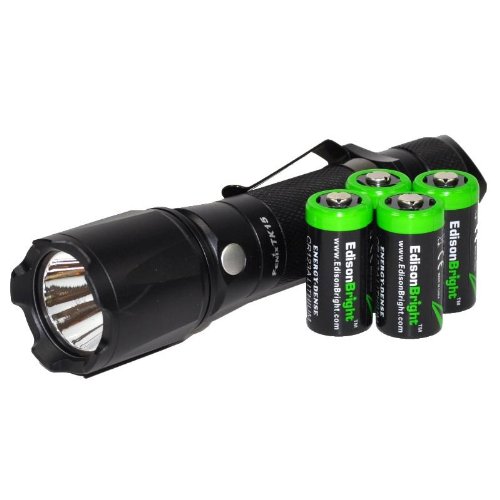  Fenix TK15 S2 400 Lumen LED Tactical Flashlight with Four EdisonBright CR123A batteries 