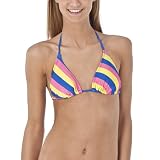 Xhilaration® Juniors Striped Triangle Swim Top - Blue/Pink/Yellow