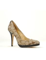 COACH CAYA SIGNATURE C KHAKI BROWN PUMP HEEL WOMENS SIZE 7 M