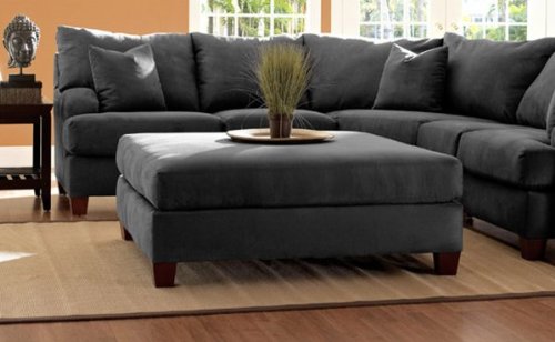 Canyon Ottoman (Microsuede Onyx) (52W x 20H x 52D)