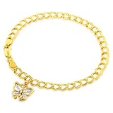 10K Yellow Gold 0.50 Carat Diamond Charm Bracelet 7