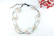 Swarovski Pearl & Swarovski Crystal Necklace, 3-strand, 17" length - Powder Almond / Champagne (Grace)