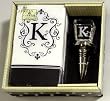 Gift Set of 30 Monogram Paper Guest Towels and 1 Monogram Glass Winestopper - K Gift Set of 30 Monogram Paper Guest Towels and 1 Monogram Glass Winestopper - K