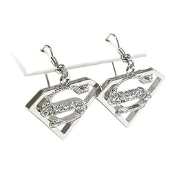 Crystal Superman Symbol Drop Earrings Fashion Jewelry