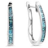10K White Gold 1.00 Carat Treated Blue Diamond Earrings