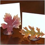 Autumn Maple and Oak Tin Leaf Place Card Holders - Package of 8