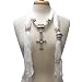 White Silver Tone Cross Charm Jewelry Pendant Fringe Scarf
