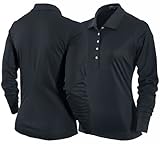 Nike Golf Women's Tech Essentials UV Pique Long Sleeve Polo, Black, X-Large