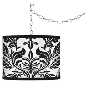 Swag Style Black Tapestry Shade Plug-In Chandelier Swag Style Black Tapestry Shade Plug-In Chandelier