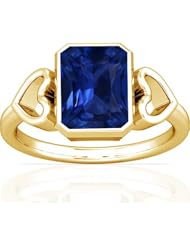 14K Yellow Gold Emerald Cut Blue Sapphire Womens Astrological Ring